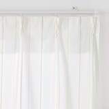 綿空き羽　レースプリーツカーテン／ブルーストライプ