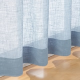 リネンライク　レース（防炎）２倍ヒダプリーツカーテン／ブルー