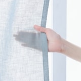 リネンライク　レース（防炎）２倍ヒダプリーツカーテン／ブルー