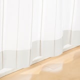 綿空き羽　レースノンプリーツカーテン／ベージュストライプ