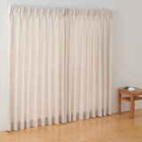 ポリエステル鹿の子織２倍ヒダカーテン／アイボリー