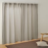 綿洗いざらし平織ノンプリーツカーテン／ペールブラウン