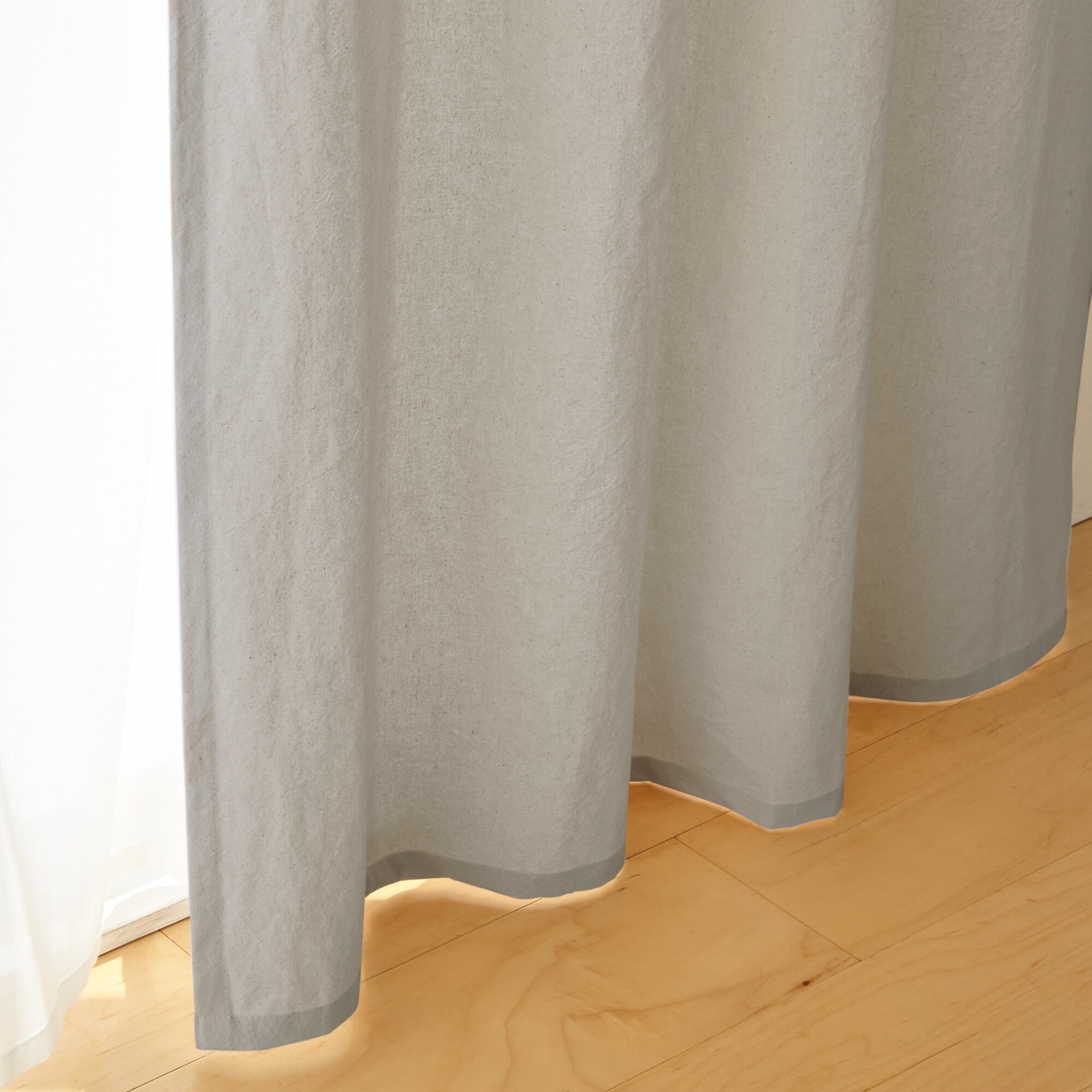 綿洗いざらし平織ノンプリーツカーテン／ペールブラウン