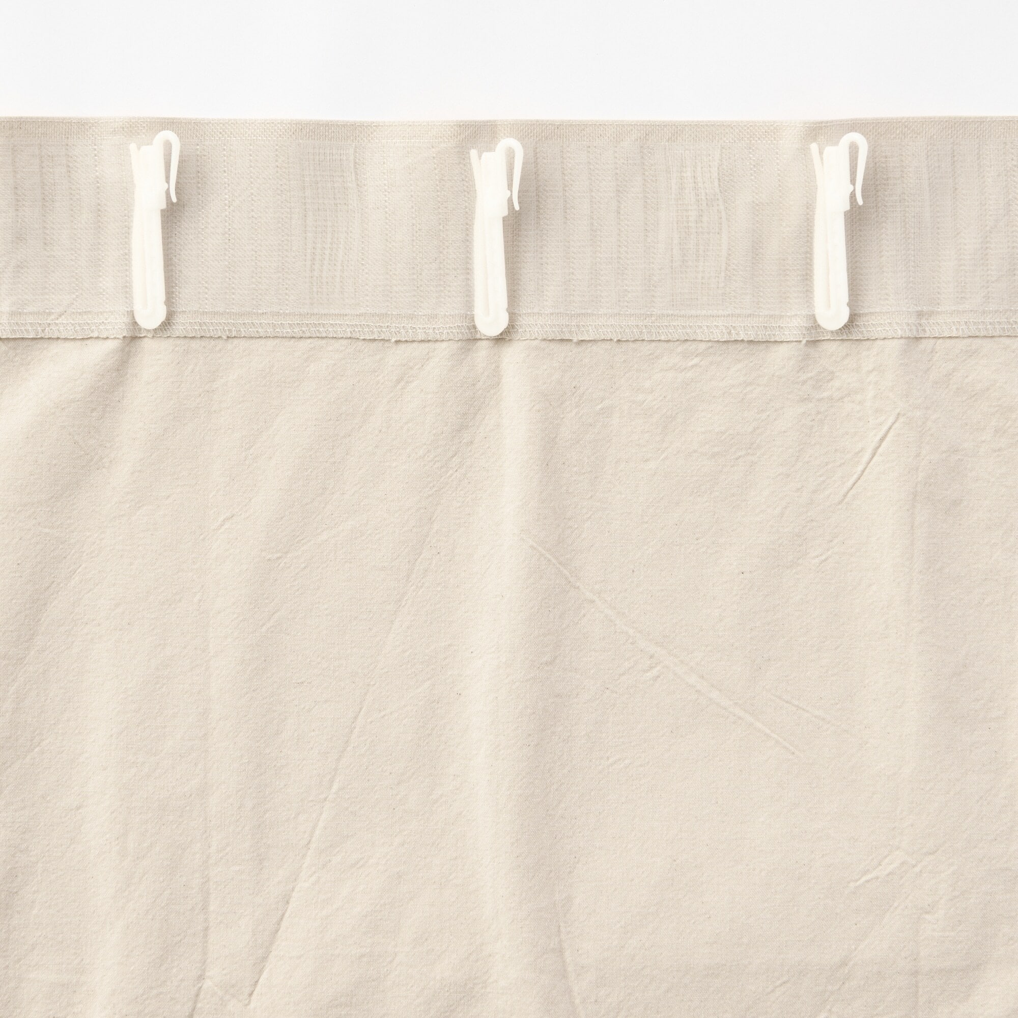 綿洗いざらし平織ノンプリーツカーテン／ペールブラウン