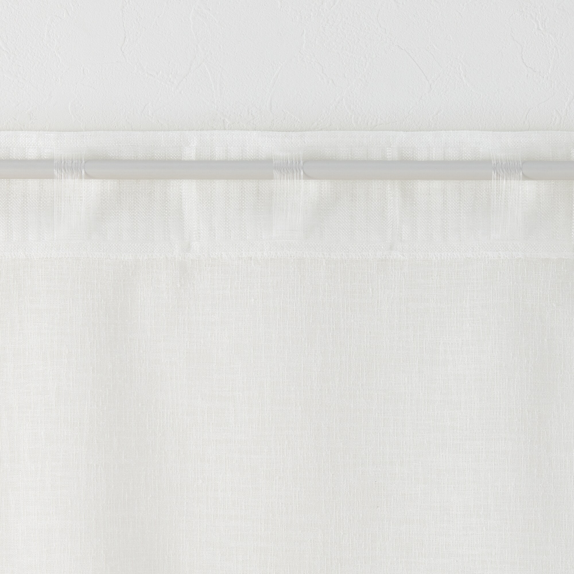 リネンライク　レース（防炎）ノンプリーツカーテン／オフ白