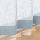 リネンライク　レース（防炎）ノンプリーツカーテン／ブルー