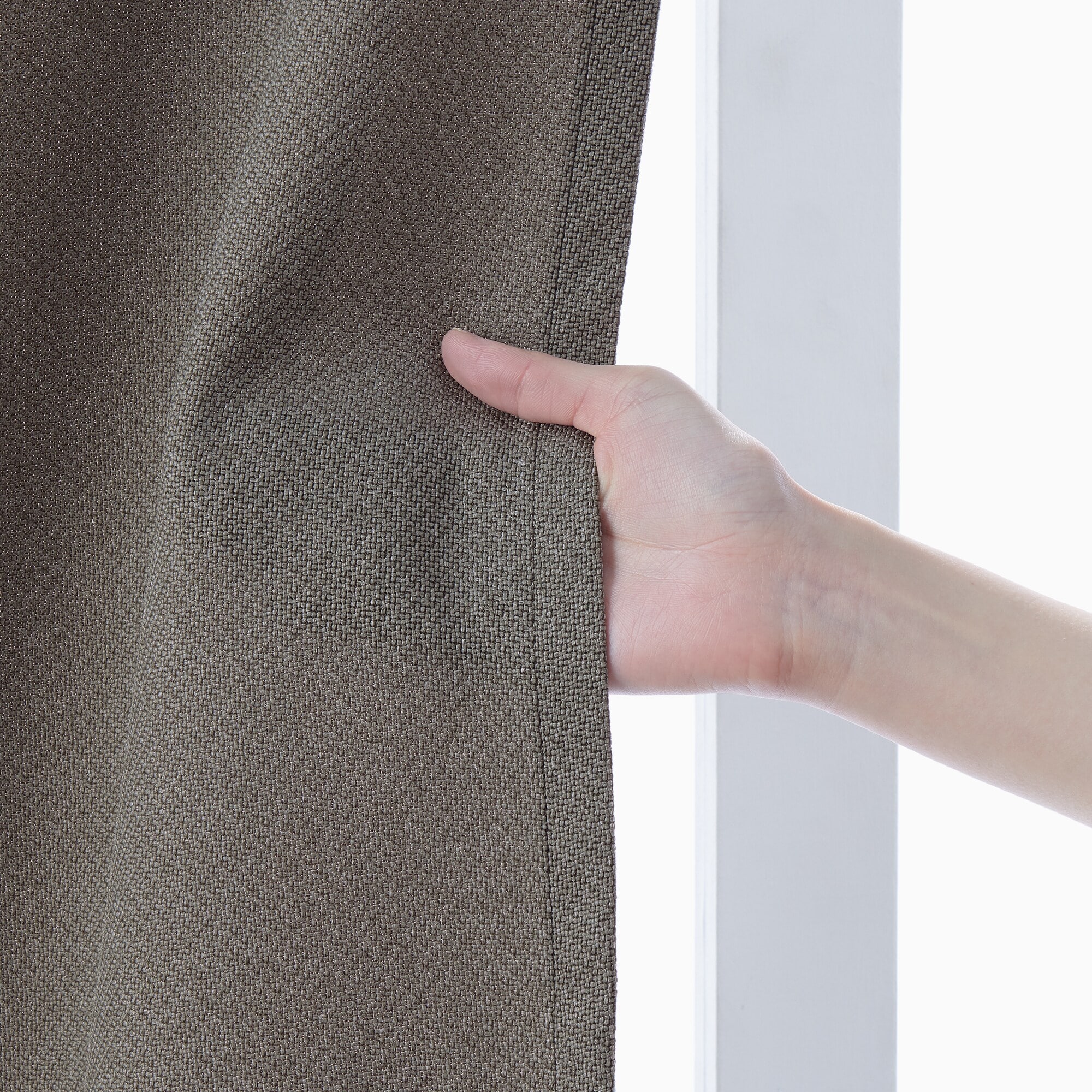 ポリエステル鹿の子織プリーツカーテン／チャコールグレー