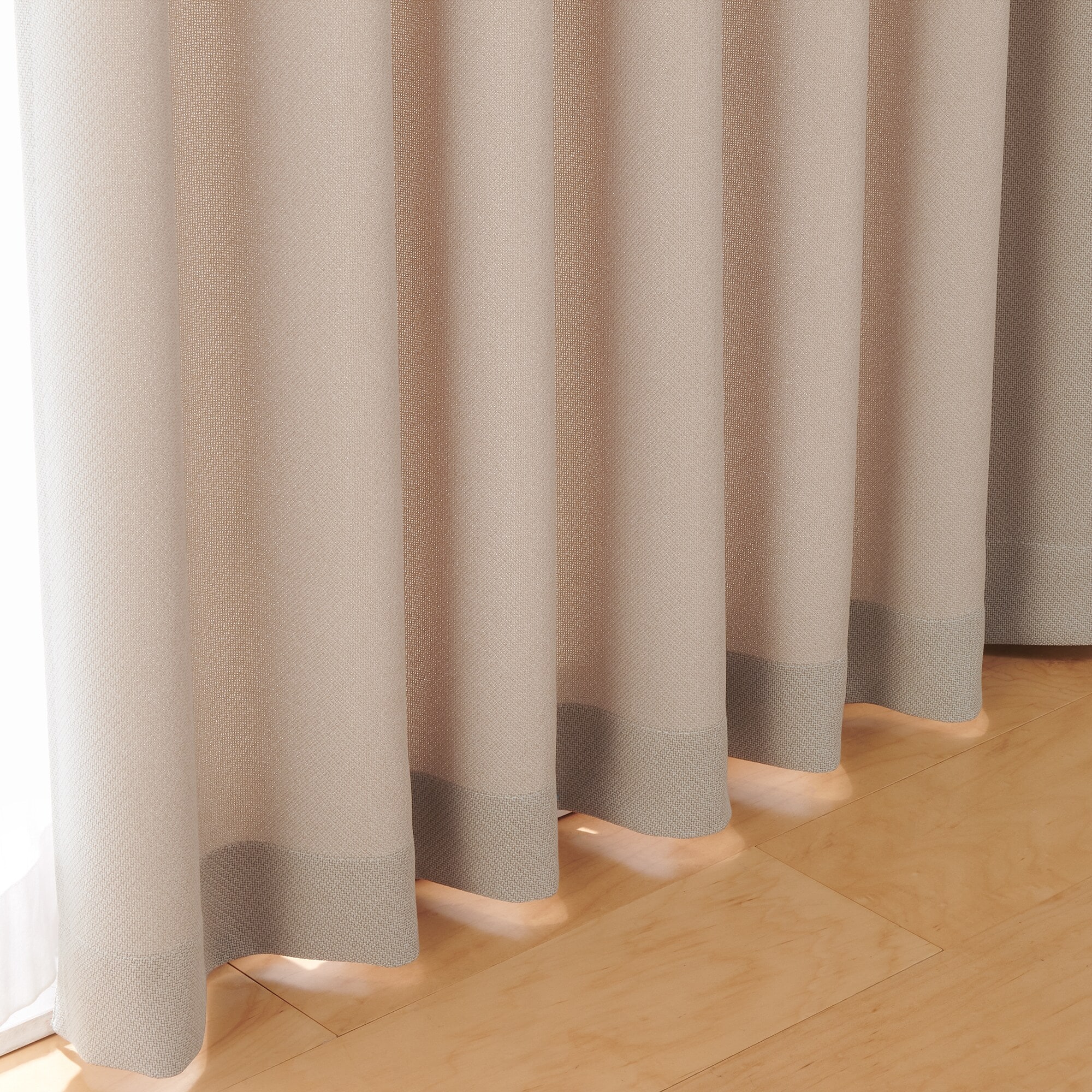 ポリエステル鹿の子織プリーツカーテン／ライトブラウン