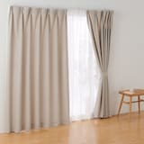 ポリエステル鹿の子織プリーツカーテン／ライトブラウン