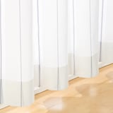 綿空き羽　レース２倍ヒダプリーツカーテン／ブルーストライプ