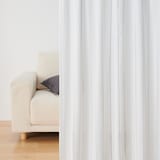 綿空き羽　レース２倍ヒダプリーツカーテン／ブルーストライプ