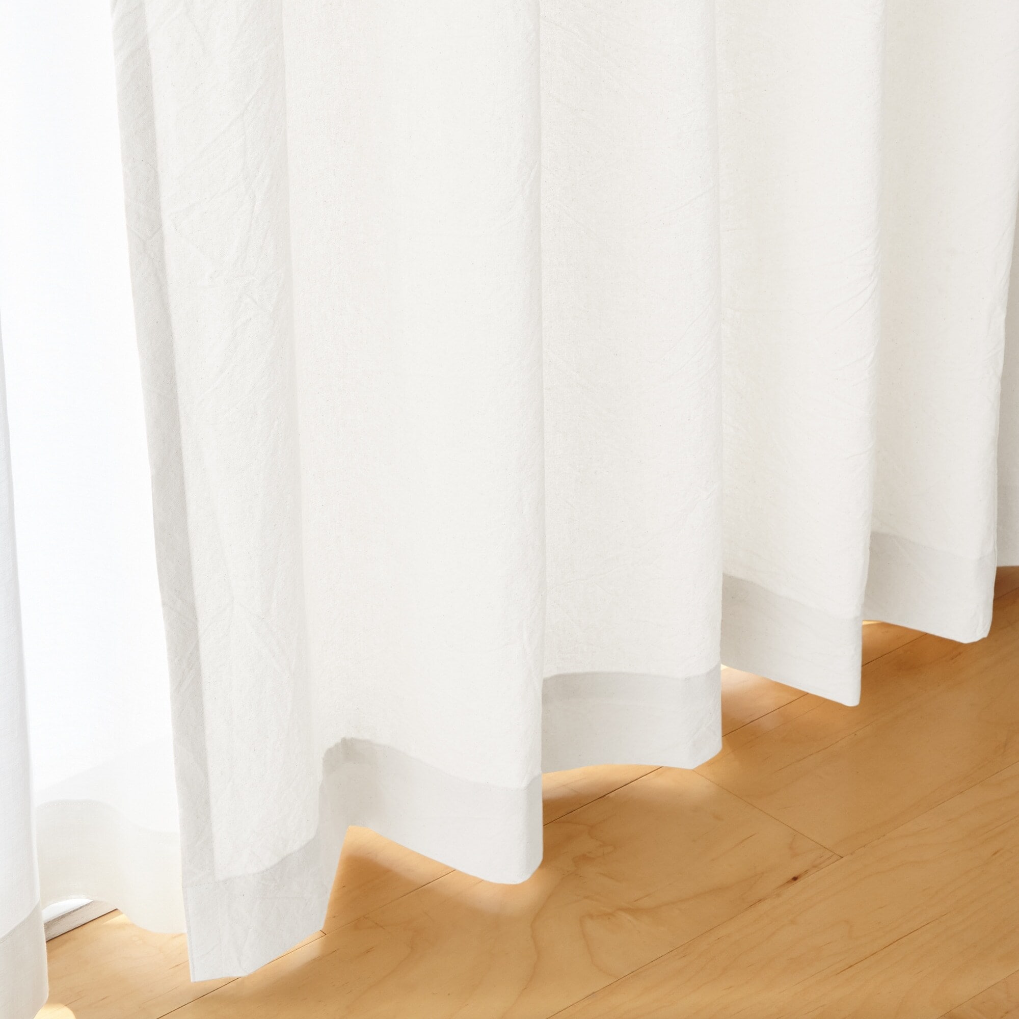 綿洗いざらし平織プリーツカーテン／オフ白 | 無印良品
