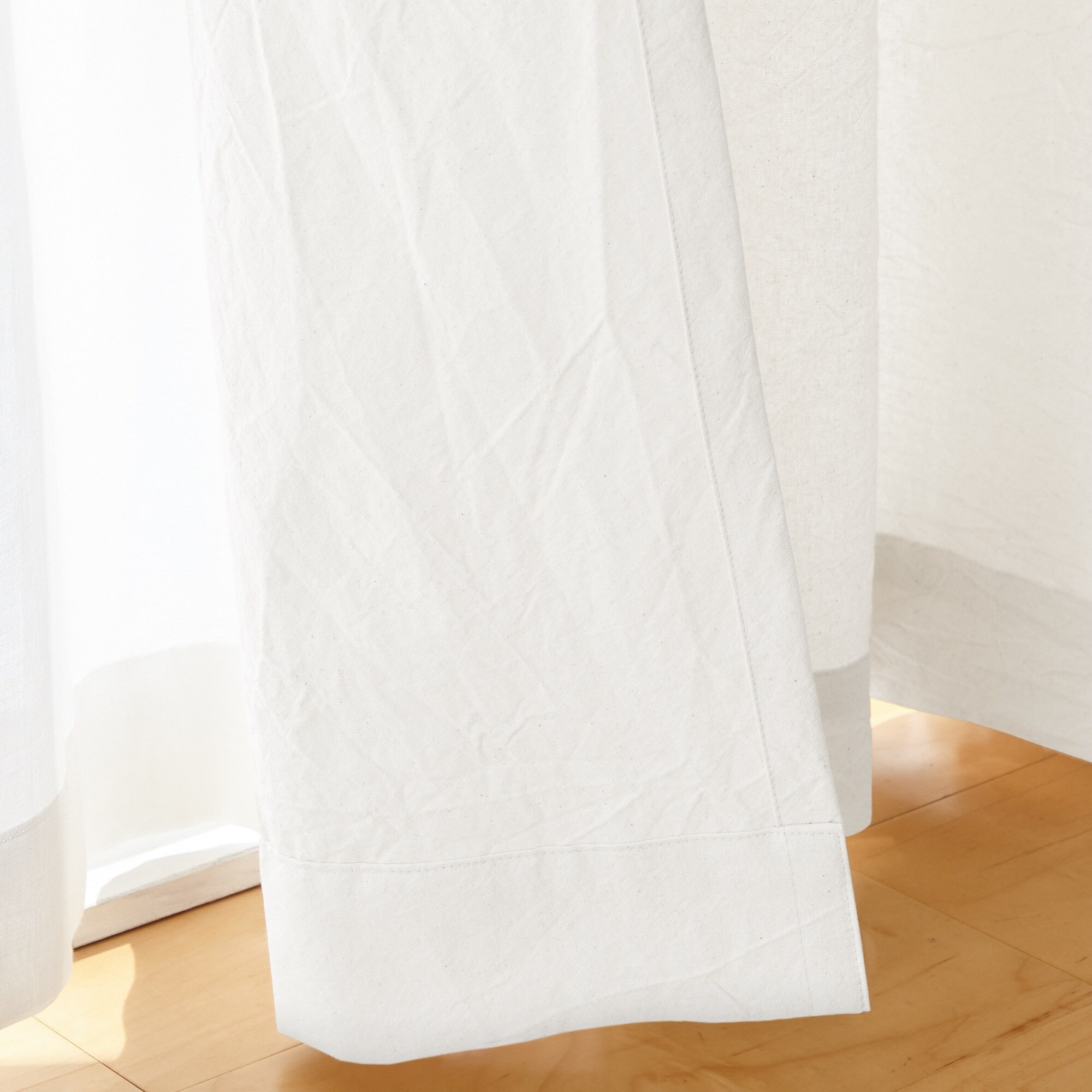 綿洗いざらし平織プリーツカーテン／オフ白 | 無印良品