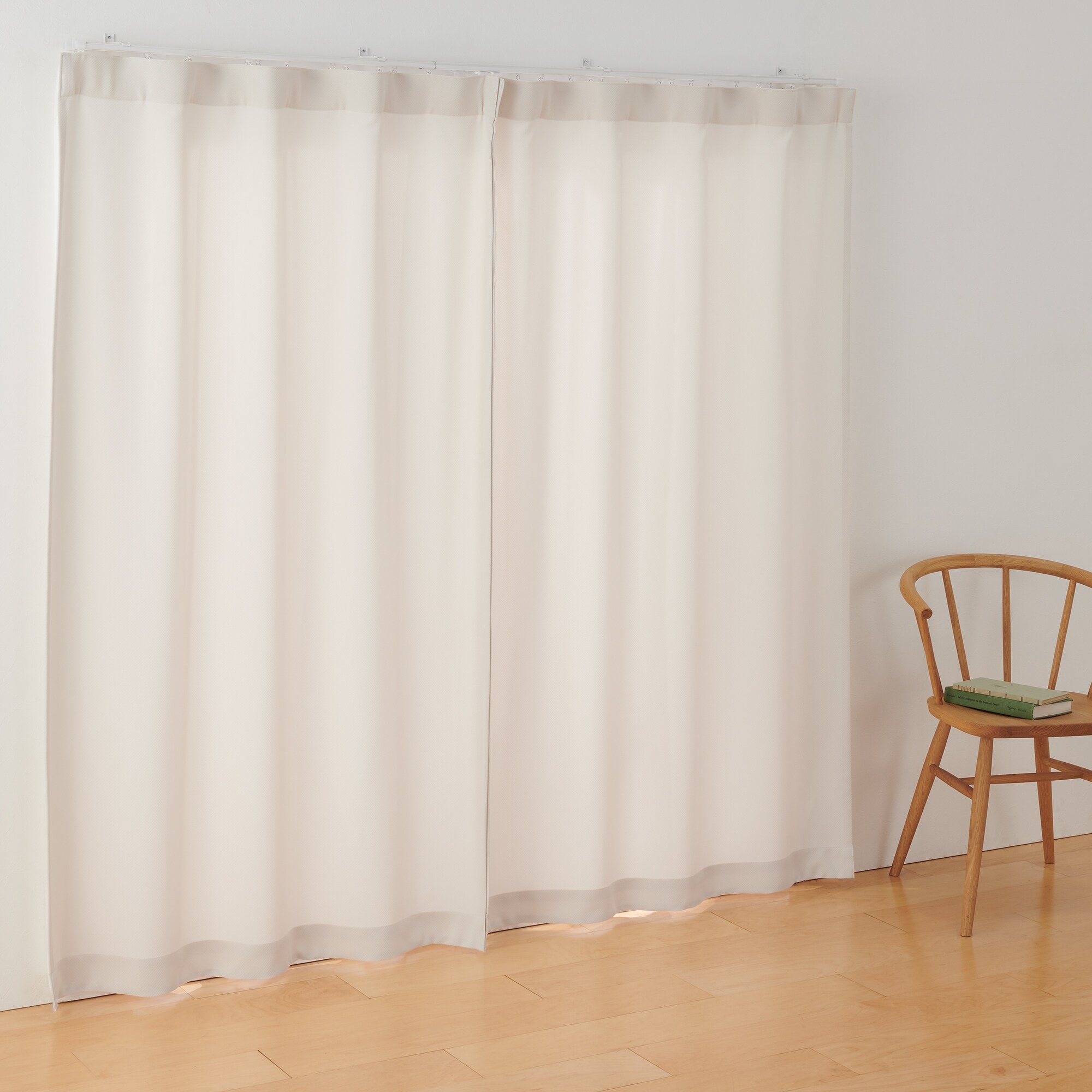 ポリエステル鹿の子織ノンプリーツカーテン／アイボリー | 無印良品