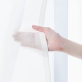 リネンライク　レース（防炎）２倍ヒダプリーツカーテン／オフ白