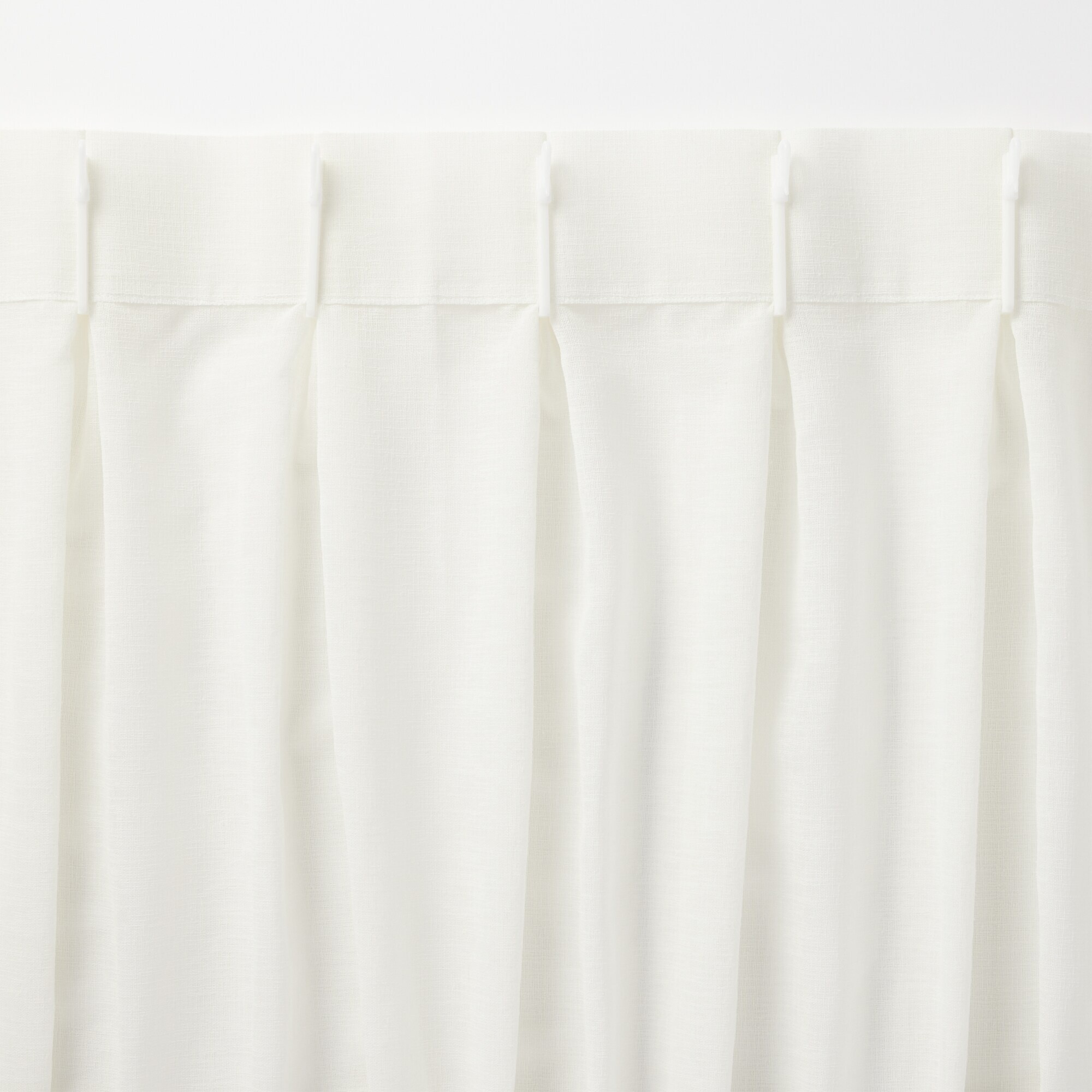 リネンライク　レース（防炎）２倍ヒダプリーツカーテン／オフ白