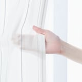 綿空き羽　レースノンプリーツカーテン／ブルーストライプ