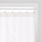 綿空き羽　レースノンプリーツカーテン／ブルーストライプ