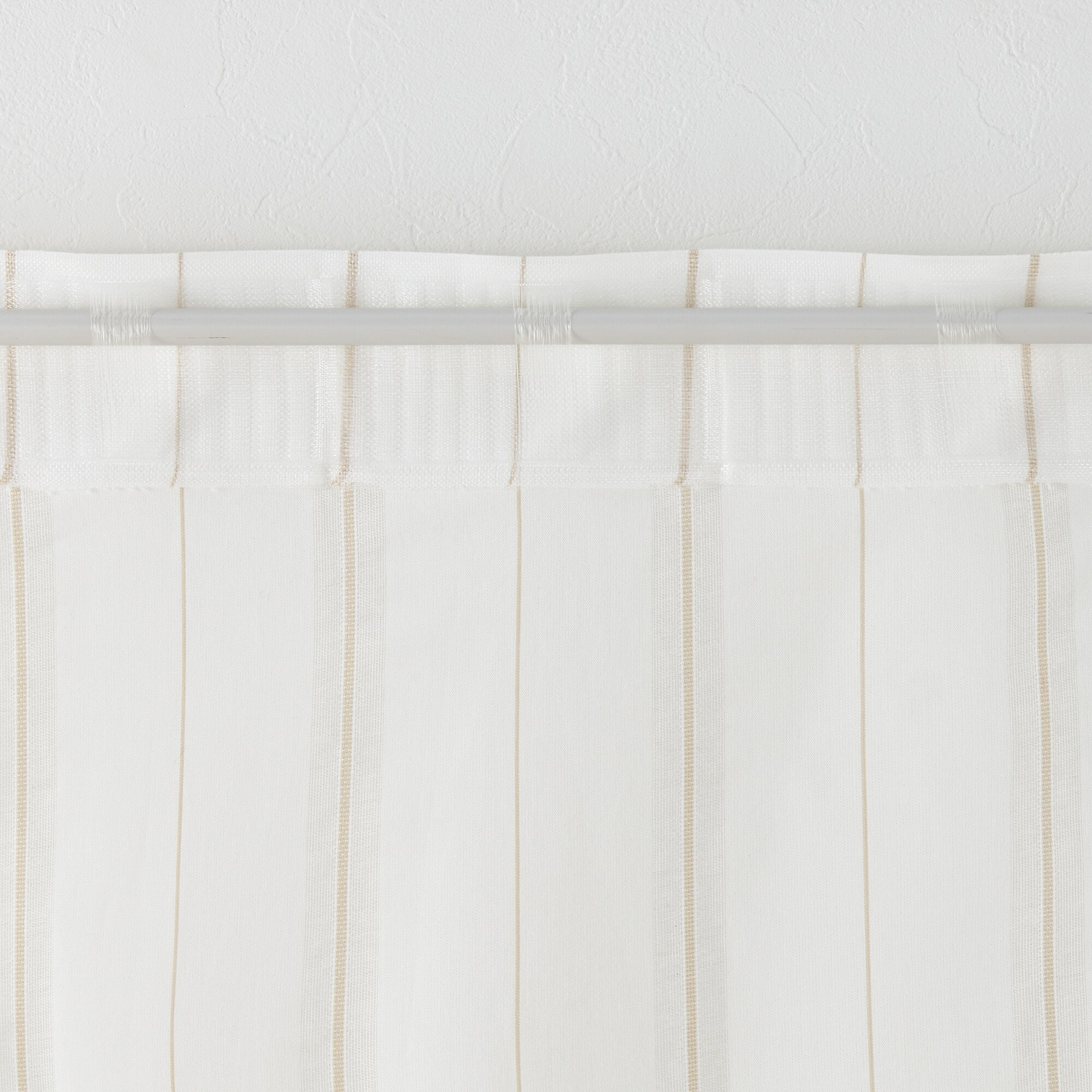 綿空き羽　レースノンプリーツカーテン／ブルーストライプ