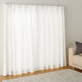 綿洗いざらし平織プリーツカーテン／オフ白