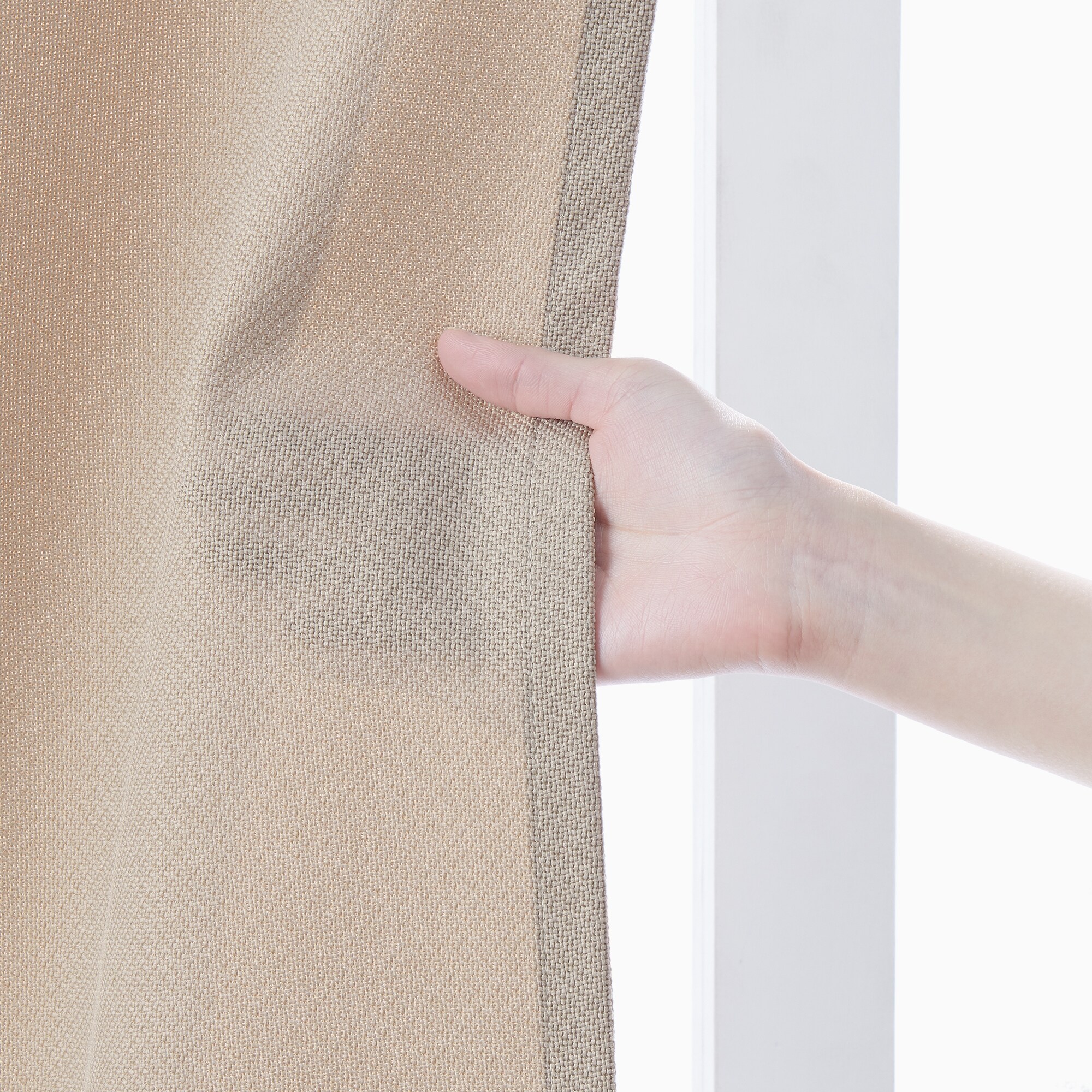 ポリエステル鹿の子織ノンプリーツカーテン／ライトブラウン | 無印良品