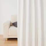 綿空き羽　レース２倍ヒダプリーツカーテン／ベージュストライプ