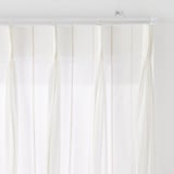 綿空き羽　レース２倍ヒダプリーツカーテン／ベージュストライプ