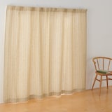 麻平織ノンプリーツカーテン／マスタードストライプ