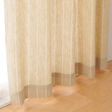 麻平織ノンプリーツカーテン／マスタードストライプ