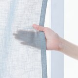 リネンライク　レース（防炎）２倍ヒダプリーツカーテン／ブルー