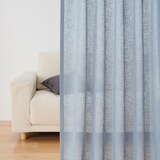 リネンライク　レース（防炎）２倍ヒダプリーツカーテン／ブルー