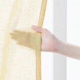リネンライク　レース（防炎）２倍ヒダプリーツカーテン／マスタード