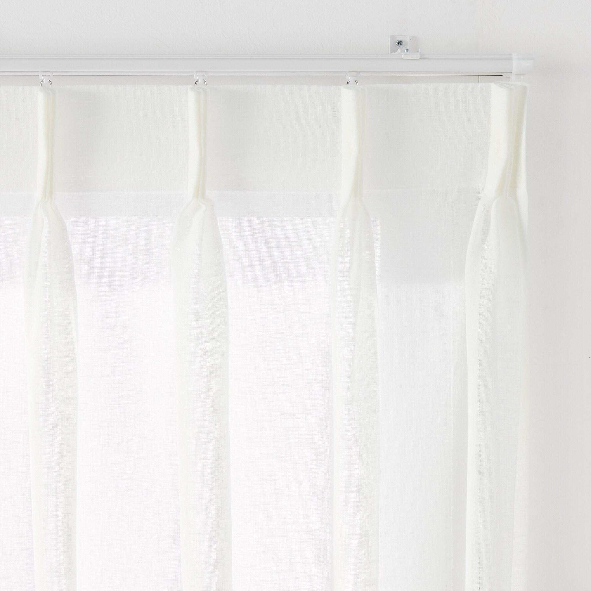 リネンライク　レース（防炎）２倍ヒダプリーツカーテン／マスタード