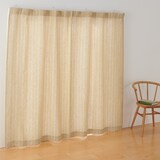 麻平織ノンプリーツカーテン／マスタードストライプ