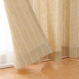 麻平織ノンプリーツカーテン／マスタードストライプ