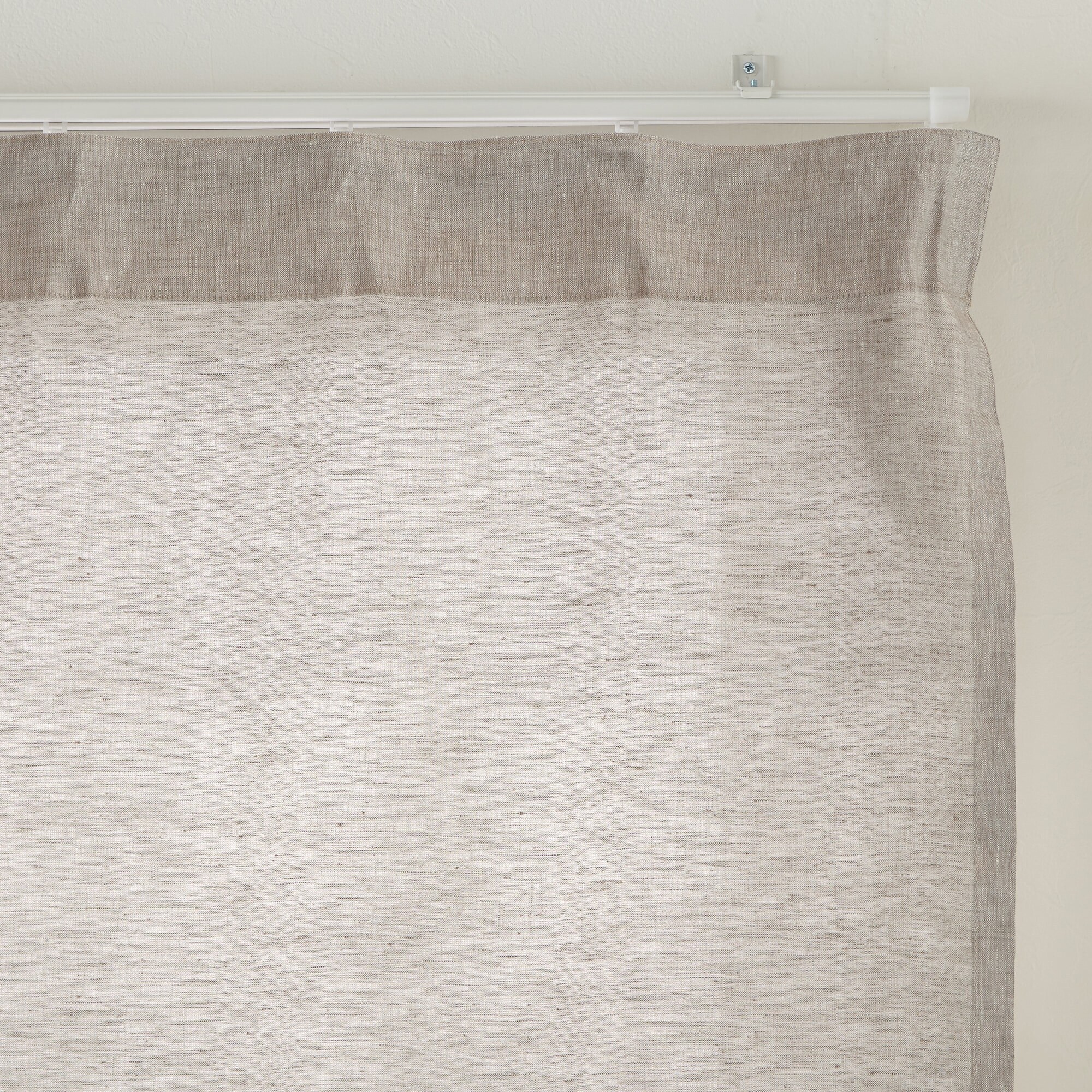 麻平織ノンプリーツカーテン／マスタードストライプ