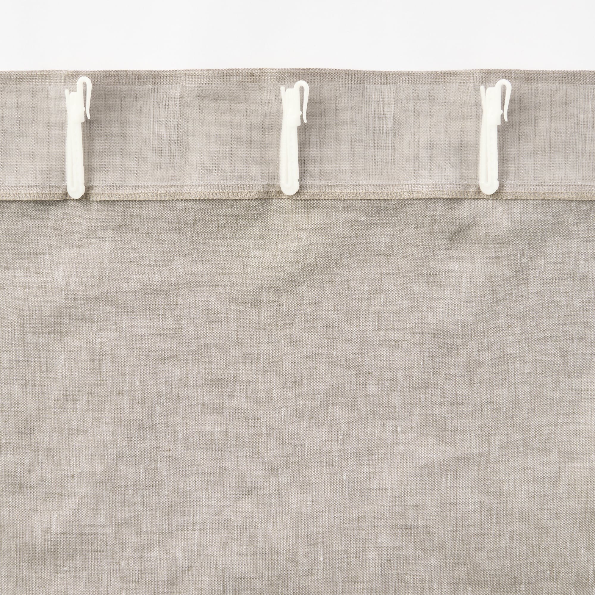 麻平織ノンプリーツカーテン／マスタードストライプ