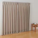 ポリエステル鹿の子織２倍ヒダカーテン／ライトブラウン