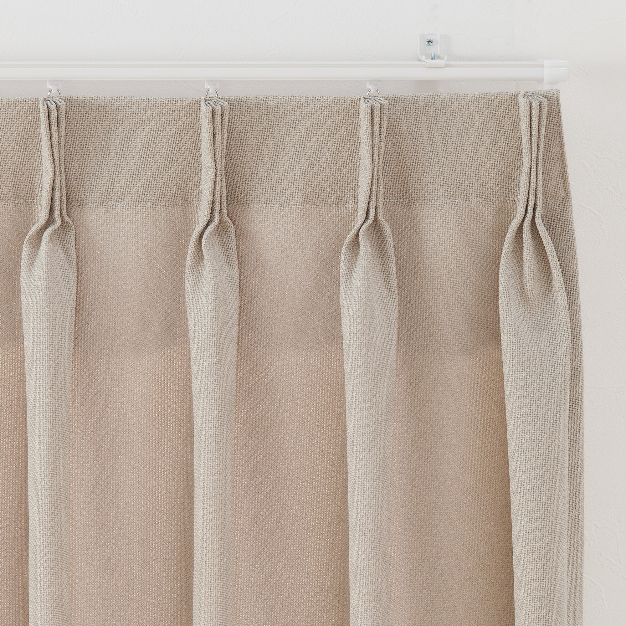 2倍ヒダカーテン(アイボリー、ブラウン) ポリエステル鹿の子織2倍ヒダカーテン／ライトブラウン | 無印良品
