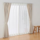リネンライク　レース（防炎）プリーツカーテン／オフ白