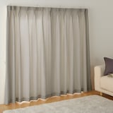 綿洗いざらし平織プリーツカーテン／ペールブラウン