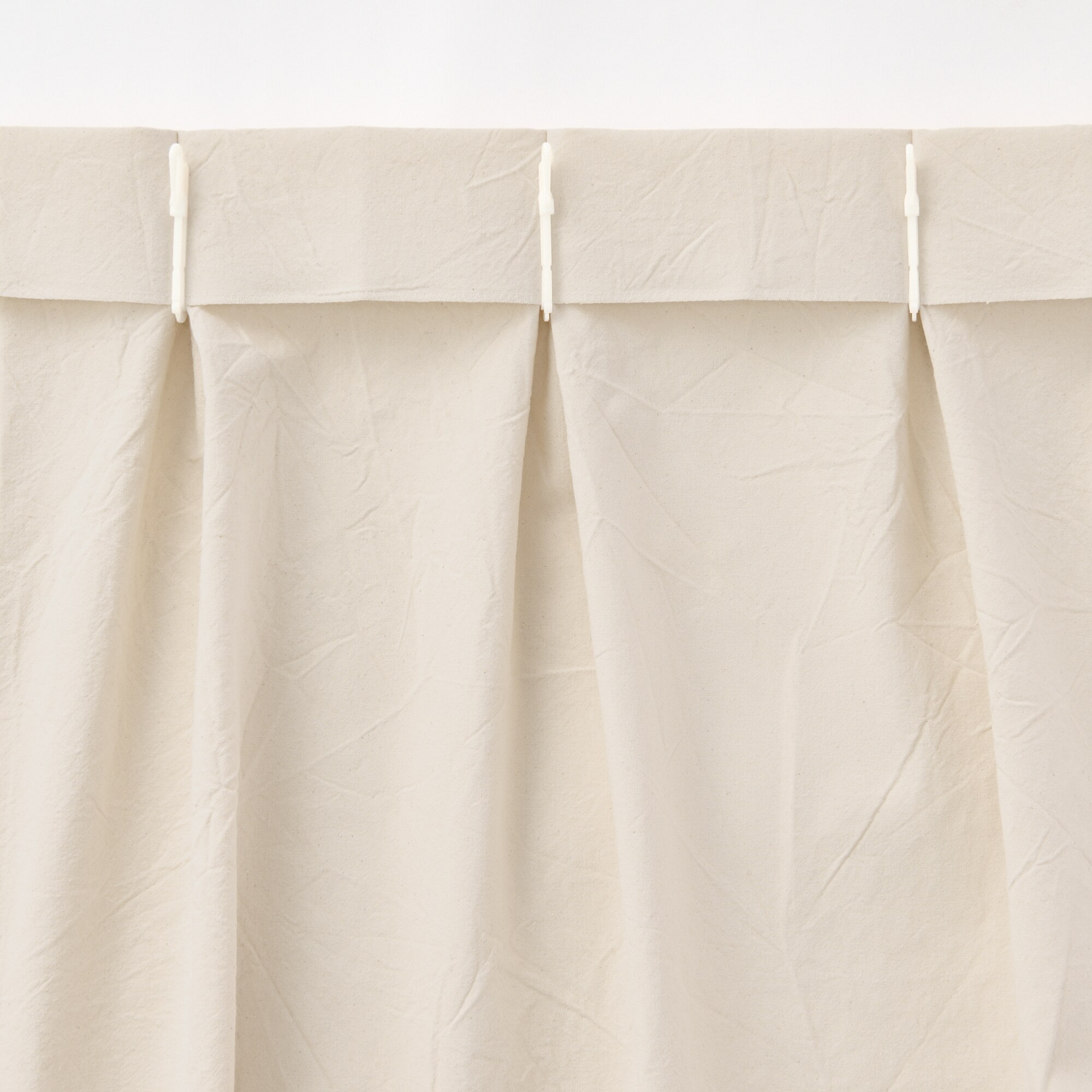 綿洗いざらし平織プリーツカーテン／ペールブラウン