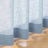 リネンライク　レース（防炎）プリーツカーテン／ブルー