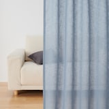 リネンライク　レース（防炎）プリーツカーテン／ブルー