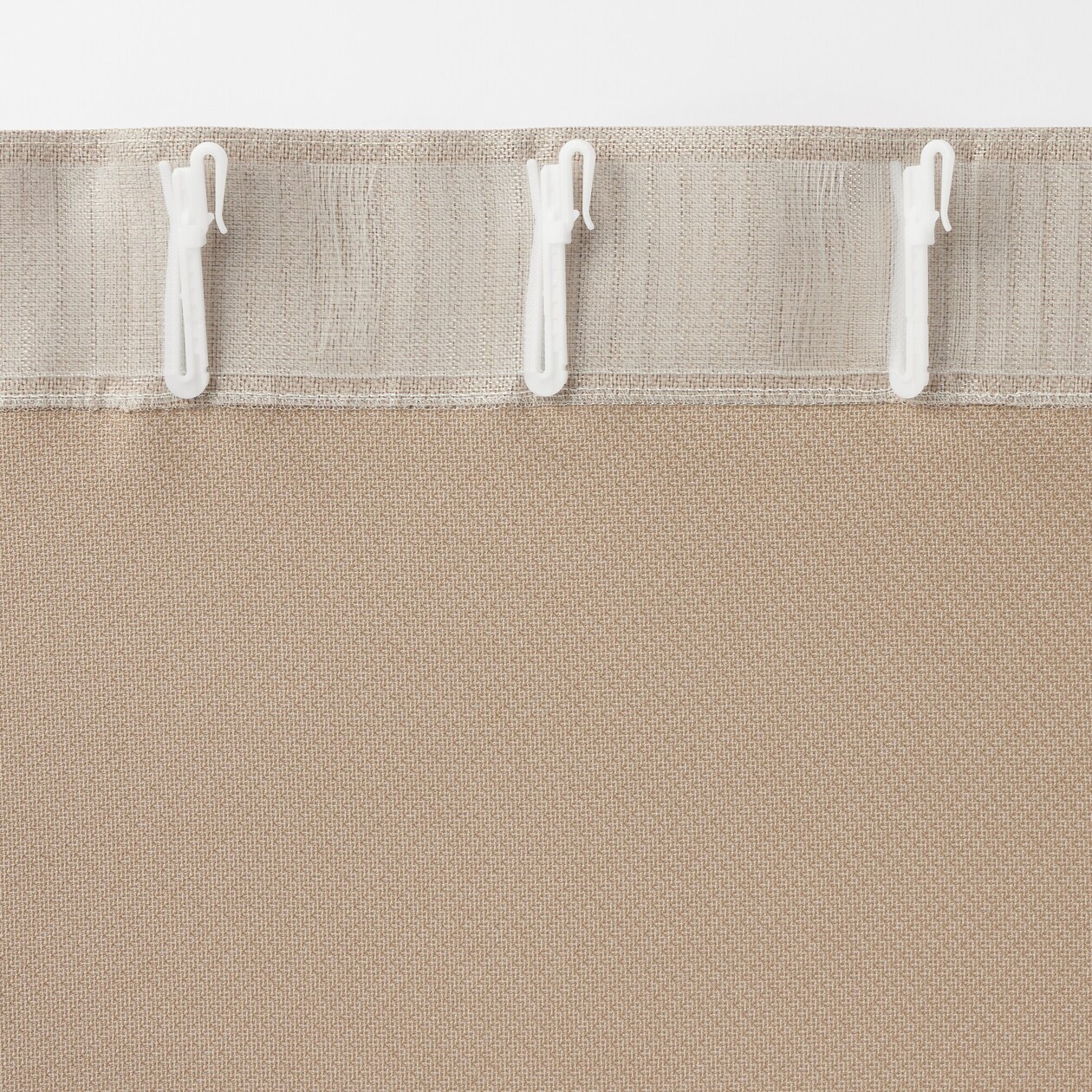 ポリエステル鹿の子織ノンプリーツカーテン／ライトブラウン