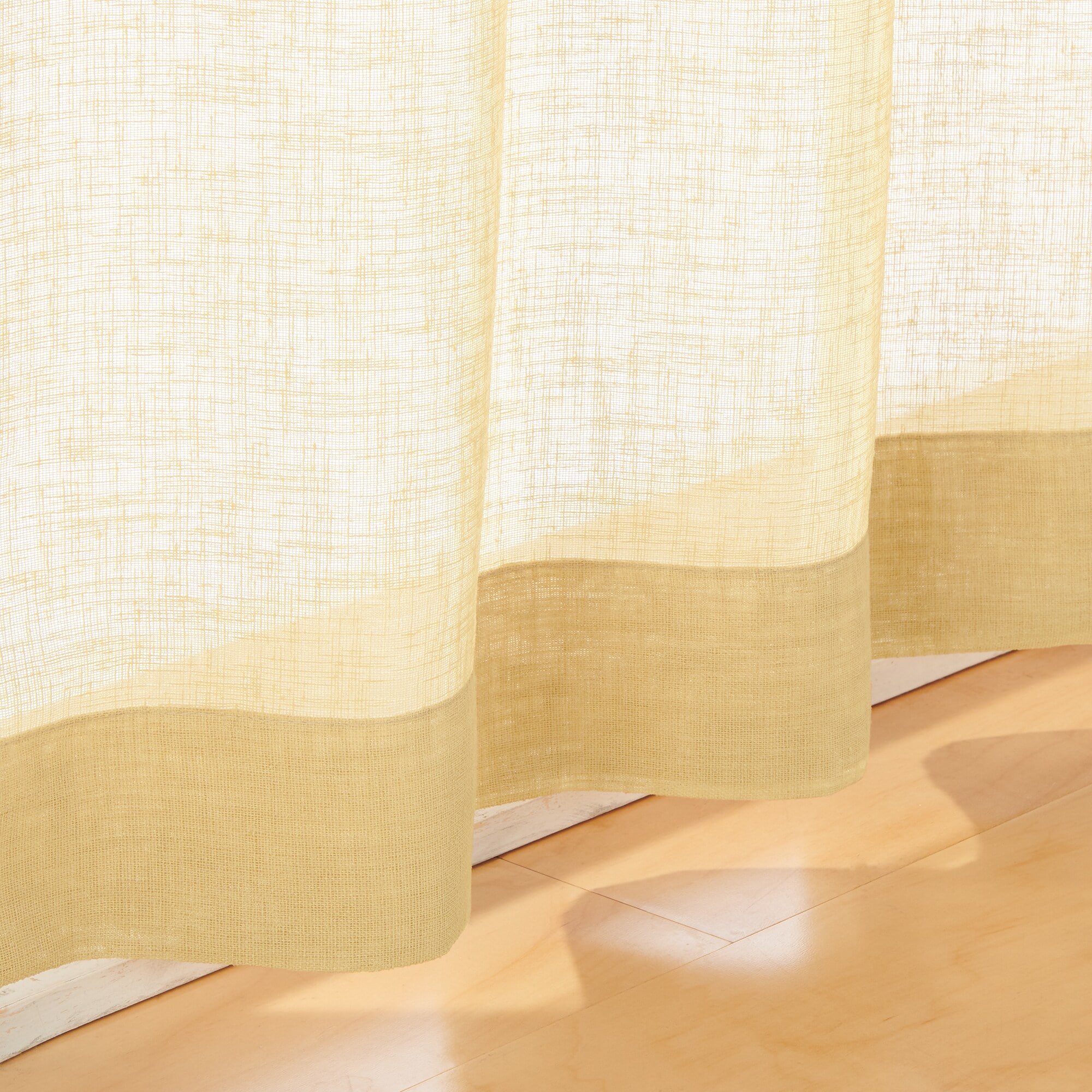 リネンライク　レース（防炎）ノンプリーツカーテン／マスタード