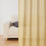 リネンライク　レース（防炎）プリーツカーテン／マスタード