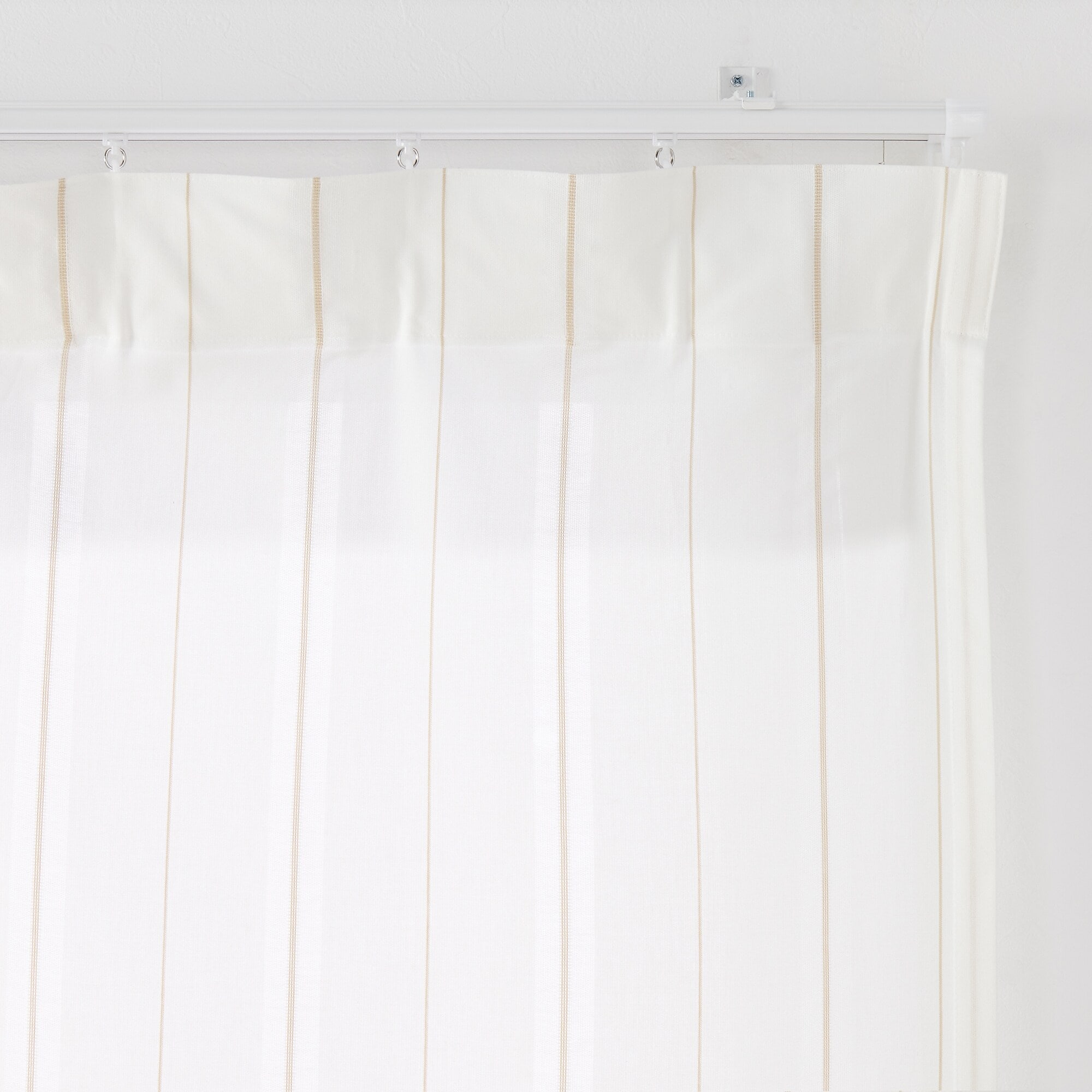 綿空き羽　レースノンプリーツカーテン／ブルーストライプ