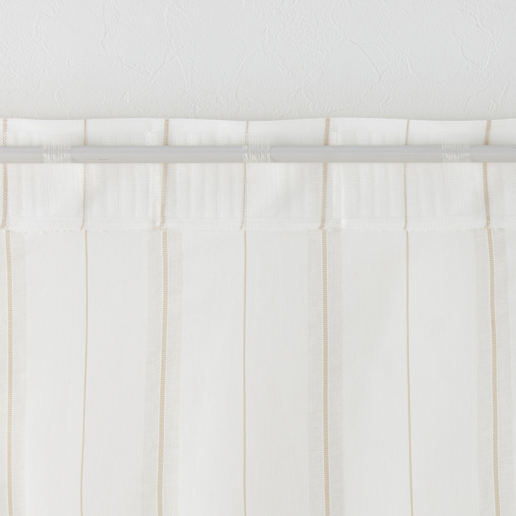 綿空き羽　レースノンプリーツカーテン／ブルーストライプ