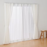 綿空き羽　レースノンプリーツカーテン／ブルーストライプ